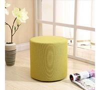 Pouf ottoman rond en tissu avec surface antidérapante et design résistant à l'usure, base en bois massif pour chambre à coucher et couloir