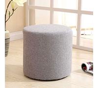 Pouf ottoman rond en tissu avec surface antidérapante et design résistant à l'usure, base en bois massif pour chambre à coucher et couloir