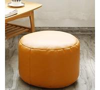 Pouf ottoman rond pliable, repose-pieds confortable rembourré avec siège rembourré en simili cuir, tabouret élégant bleu encre pour salon, 45 x 28 cm