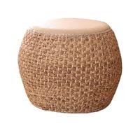 Pouf Ottoman Rond Rembourré Moderne Tissé À La Main Repose-Pieds Rond pour Salon Chaise Décorative pour La Maison Chaises D'appoint pour Chambre À Coucher(Natural,22cm)