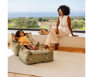 Pouf Ottoman Square Terrazzo Moss