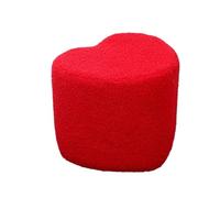 Pouf Ottoman Tabouret de Maquillage Repose-Pieds en Forme De Cœur, Léger, Fausse Laine d'agneau, Décoration Moderne Repose-Pieds(Rot)