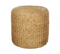 Pouf Ottoman Tissé Main de Style Boho en Jacinthe d'eau 40 cm Marron Clair Bichir II