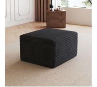 Pouf Ottoman - ZEVKOR - Corduroy rayé - Tissu corduroy - Rembourrage mousse - Noir 65×60×38 cm