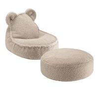 Pouf ours et repose-pieds Biscuit molletonné