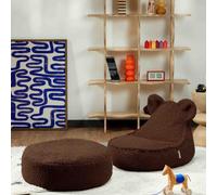 Pouf ours et repose-pieds Warm Hazel molletonné