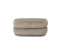 Pouf Ovale en Velours Délavé Beige
