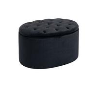 HOMCOM Banc Coffre Rangement, Tabouret Ovale, Banc de Rangement, Pouf Repose-Pieds en Tissu Effet Velours, pour la Chambre à Coucher, entrée, Salon, 71 x 52 x 42 cm, Noir