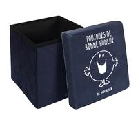 Pouf pliable 100% polyester 30x30x30 cm MONSIEUR MADAME Monsieur Heureux bleu marine