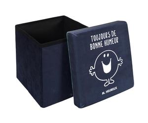 Pouf pliable 30x30x30 cm MONSIEUR MADAME série M. HEUREUX bleu Marine
