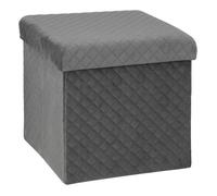 5five Tabouret pliant Mix N'Modul – Velours gris 31 x 31 cm 2-en-1 (pouf & coffre)