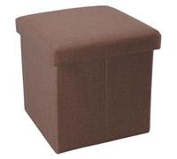 Intirilife Pouf Pliable 38x38x38 cm en Marron Ambre - Boîte de Rangement Décorative en Tissu Aspect Lin pour Gagner de l'espace - Tabouret Coffre Siège