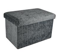 Intirilife Banc Pliable 49x30x30cm en Velours Gris - Cube de siège avec Espace de Rangement et Couvercle recouvert de Velours - Sitzcube Repose-Pieds Pliable Coffre de Rangement Tabouret