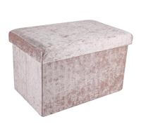 Intirilife Banc Pliable 49x30x30cm en Velours Rose - Cube de siège avec Espace de Rangement et Couvercle recouvert de Velours - Sitzcube Repose-Pieds Pliable Coffre de Rangement Tabouret