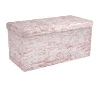 Intirilife Banc Pliable 76x38x38cm en Velours Rose - Cube de siège avec Espace de Rangement et Couvercle recouvert de Velours - Sitzcube Repose-Pieds Pliable Coffre de Rangement Tabouret