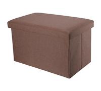 Intirilife Pouf Pliable 78x38x38 cm en Marron Ambre - Boîte de Rangement Décorative en Tissu Aspect Lin pour Gagner de l'espace - Tabouret Coffre Siège