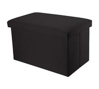 Intirilife Pouf Pliable 78x38x38 cm en Noir Diamant - Boîte de Rangement Décorative en Tissu Aspect Lin pour Gagner de l'espace - Tabouret Coffre Siège