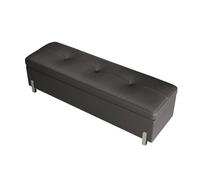 Pouf pliable avec revêtement en cuir souple pour salon et chambre à coucher Banc de rangement 100 cm Repose-pieds Gris foncé