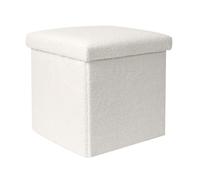 Pouf pliable coffre de rangement Bouclette Blanc