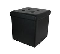 Pouf pliable coffre de rangement capitonné noir