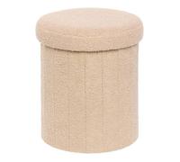 Pouf Pliable Coffre Jaiko en Bouclette Beige 32x38cm - Atmosphera Créateur d'intérieur