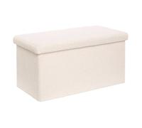 Pouf Pliable Coffre Jaiko en Bouclette Blanc 76x38cm