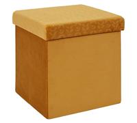 Pouf Pliable & Coffre "Rétro" 38cm Jaune Moutarde