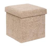 Pouf Pliable Coffre Soana en bouclette Beige foncé 38x38cm - Atmosphera Créateur d'intérieur