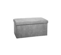 Pouf pliable coloris gris en velours - L. 76 x l. 38 x H. 38 cm --