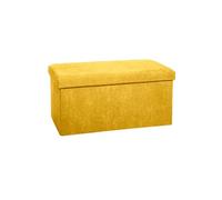 Pouf pliable coloris Ocre en velours - L. 76 x l. 38 x H. 38 cm --