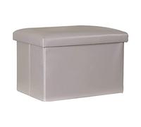 Pouf pliable en cuir imperméable avec rangement pour salon, chambre à coucher, bureau - 45 x 30 x 30 cm - Gris