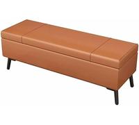 Pouf pliable ignifuge en cuir PU de grande capacité pour chambre à coucher avec pieds en métal et pieds en fer - Ottoman à langer - 100 cm