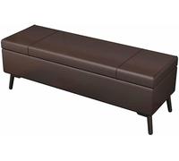 Pouf pliable ignifuge en cuir PU de grande capacité pour chambre à coucher, pieds en métal et pieds en fer, siège à langer marron 100 cm - élégant et