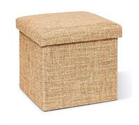 Pouf Pliant 31 x 31 cm en Tissu Effet Jute