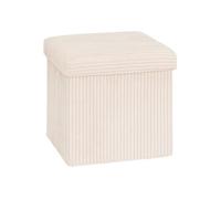Pouf pliant Arum côtelé 38 x 38 cm ivoire Atmosphera Beige G