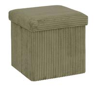 Atmosphera - Pouf pliant Arum côtelé 38 x 38 cm vert kaki