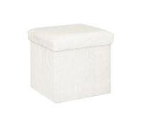 Atmosphera Pouf pliant carré Ezzio effet fourrure blanc G
