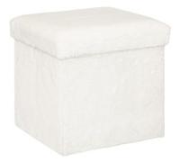 Pouf pliant carré effet fourrure blanc Ezzio Atmosphera Blanc G