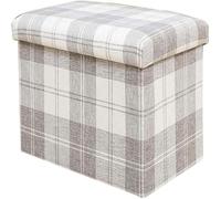 Pouf Pliant Coffre de Rangement Banc à Chaussures en Lin avec Rangement Charge maximale 100 kg pour Couloir Chambre Salon (49x30x30cm Blanc)