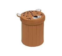 Atmosphera – Pouf coffre pliant rond D30 Léopard Orange G