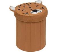 Atmosphera – Pouf coffre pliant rond D30 Léopard Orange G