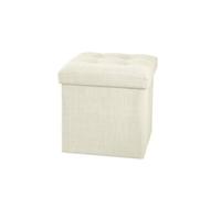 Atmosphera Pouf pliant Lysandre – Coffre, assise capitonnée, 38 x 38 cm – Beige