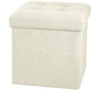 2 En 1 Pouf Pliant Et Coffre De Rangement Beige Aspect Lin 38 X 38 Cm Beige