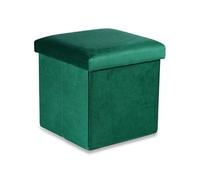 Pouf pliant Cortona M - 30x30x30cm velours vert