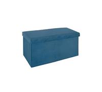 Pouf pliant double Bleu fonce en velours - L. 76,6 x l. 38 x H. 37,5 cm --
