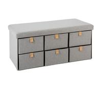 Pouf Pliant doublé gris 6 Tiroirs - L. 76,5 x l. 38 x H. 38 cm