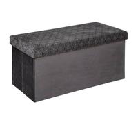 Atmosphera - Pouf Pliant Double Liam Gris Galet en Velours