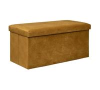 Atmosphera - Pouf Pliant Double Lilou en Velours 76x38cm Jaune Ocre