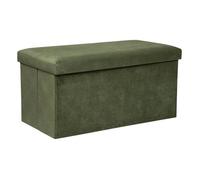 Atmosphera Créateur d'intérieur - Banquette Coffre Pliable en Velours "Lilou" 76cm Kaki Vert G
