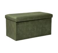 Pouf pliant double ""Lilou"" en velours 76x38cm vert kaki - Atmosphera Créateur d'intérieur